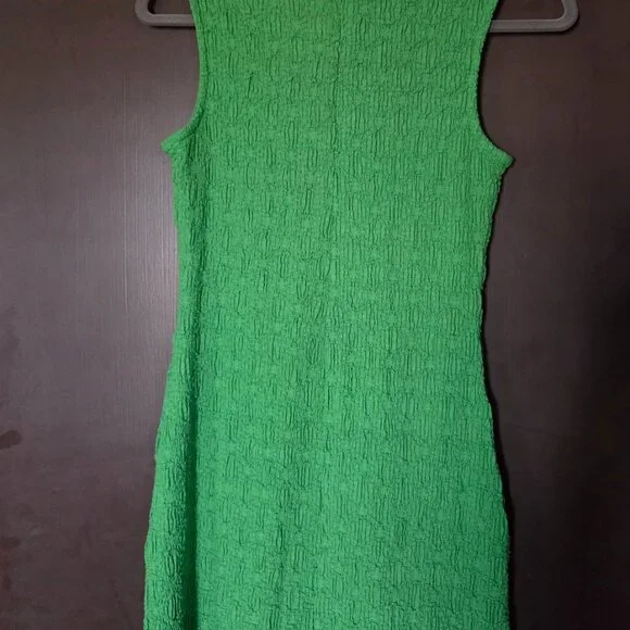 NWT Textured Slim Knit Green Mini Dress Anthropologie, XS - Picture 4 of 6